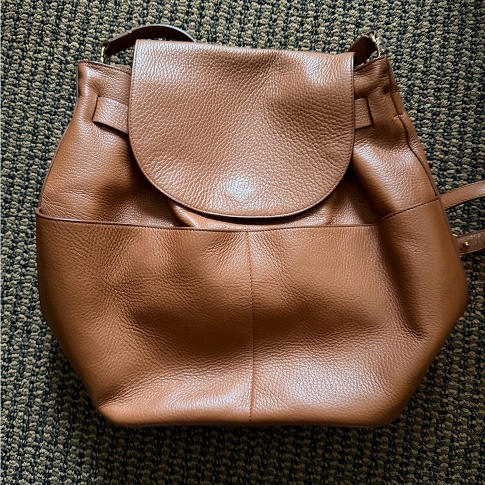 Cuyana Tan Leather Backpack